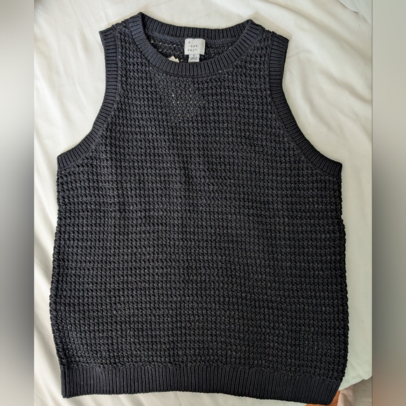 Black High Neck Mesh Sleeveless Sweater By A New Day NWT - Picture 9 of 10